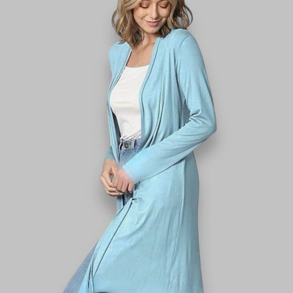 Neiman Marcus Sky Blue Cotton Cardigan | Size L - Picture 4 of 7